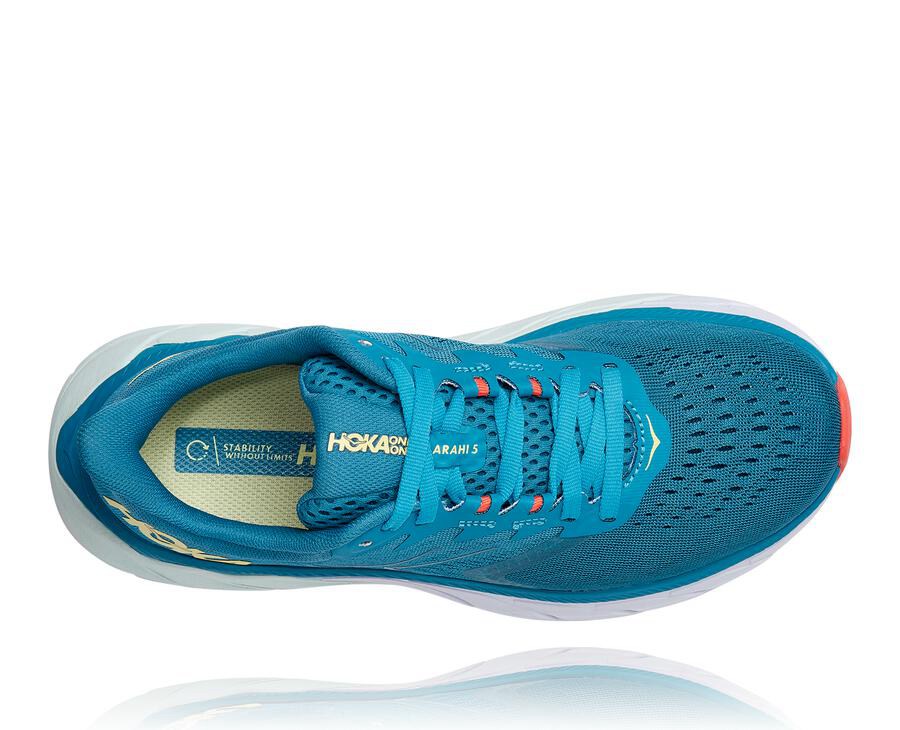 Running Shoes Womens - Hoka One One Arahi 5 - Blue/White - KXCOWDV-36